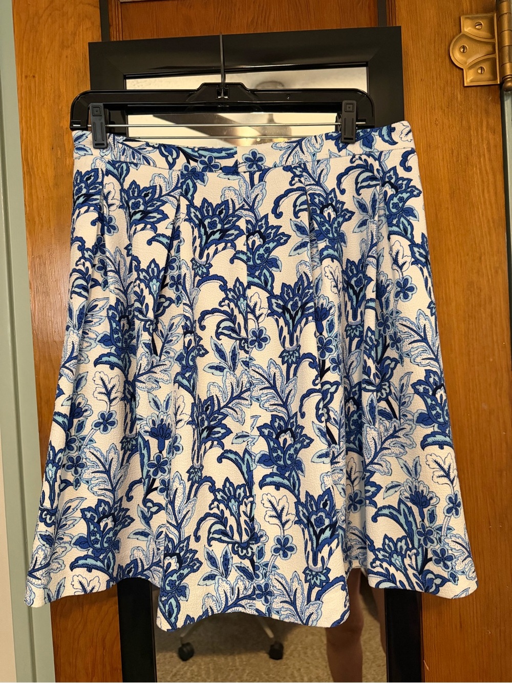Mario Serrani Blue and White Floral Circle Skirt